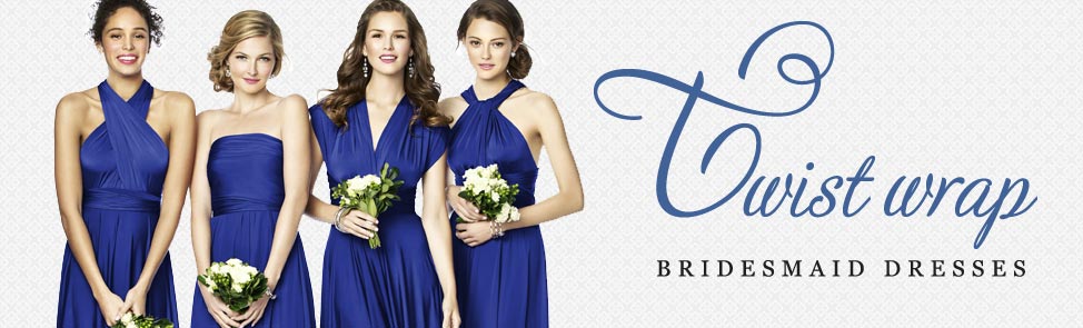 blue twist wrap bridesmaid dress