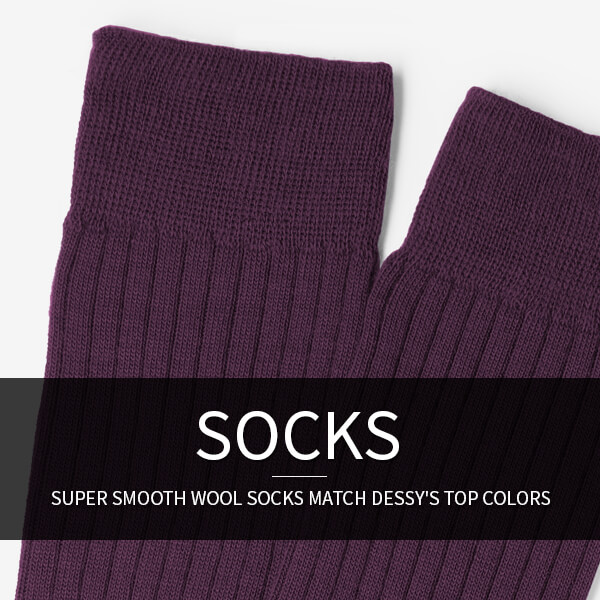 Men's Formal Wool Socks in wedding colors: super smooth wool socks match Dessy's top colors.
